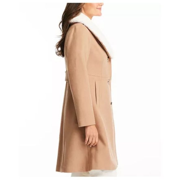 Kate Spade Faux-Fur-Collar Walker Coat - Picture 3 of 4